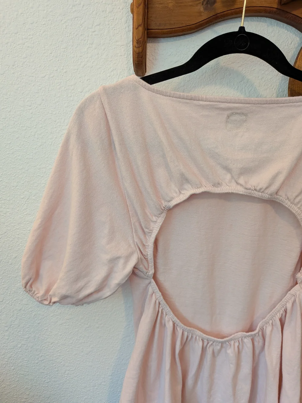 FP Light Pink Women's Backless Puff Sleeve Top